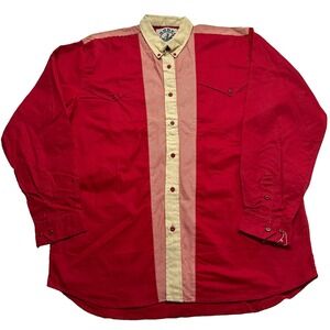Vintage Rodeo Active Shirt Mens XL Red Southwestern Cowboy Button Down